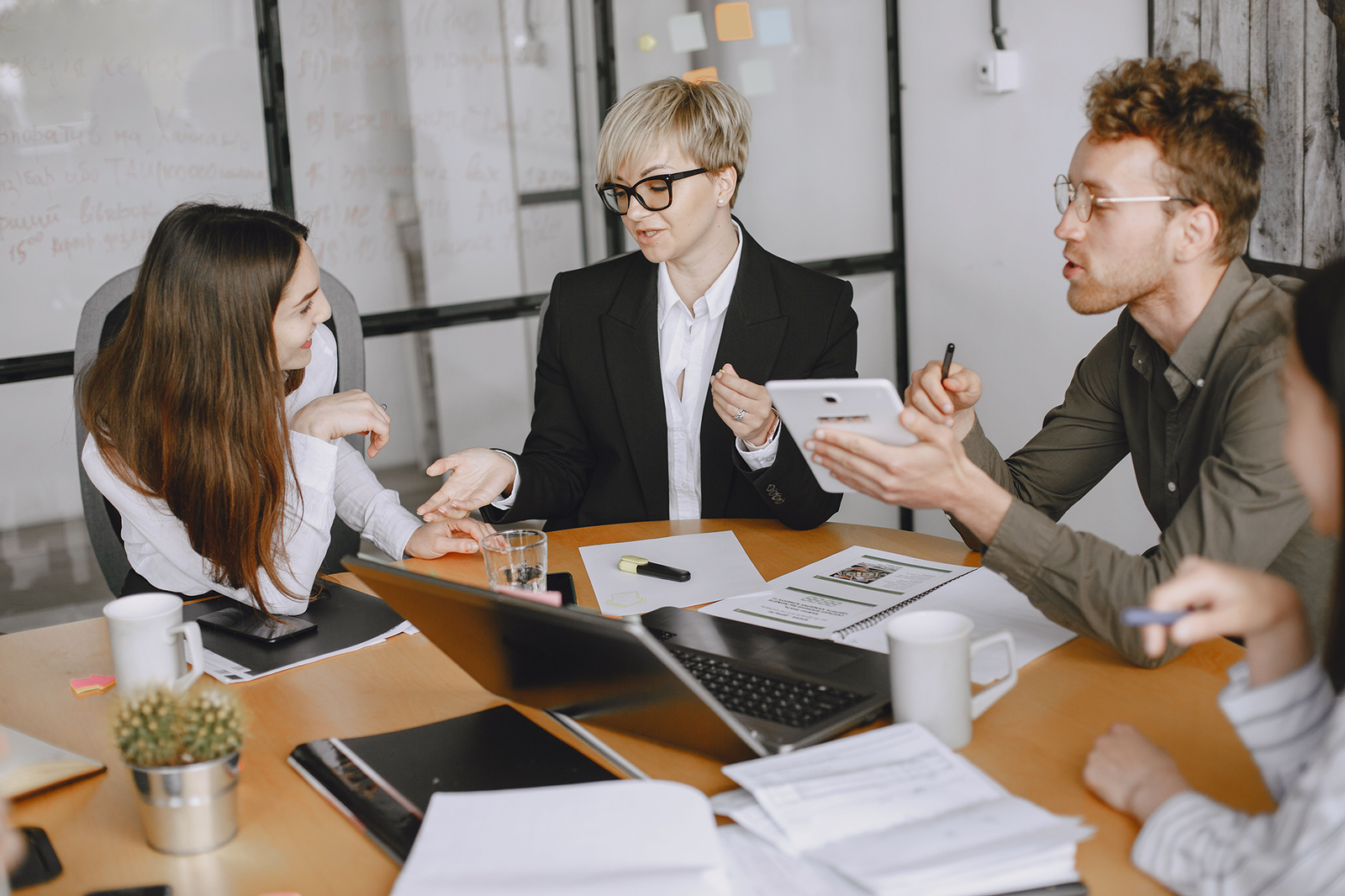 In-house business team collaborating